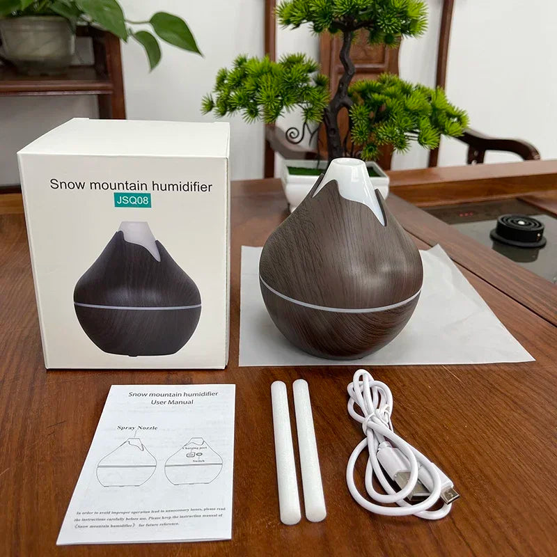 Wood Grain Ultrasonic Aroma Diffuser with Remote & LED Light