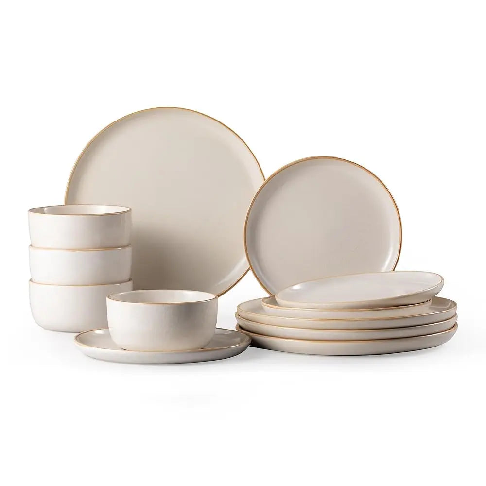 Handmade Reactive Glaze Dinnerware Set – Service for 4 (Plates & Bowls)