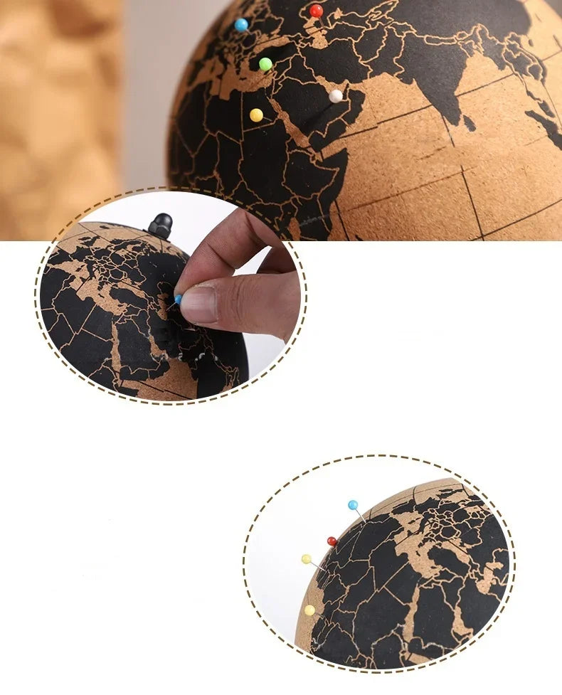 Cork World Globe with Stand – Message Board & Travel Pin Display