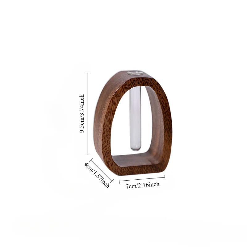 Vaso Mini de Madeira Maciça e Vidro