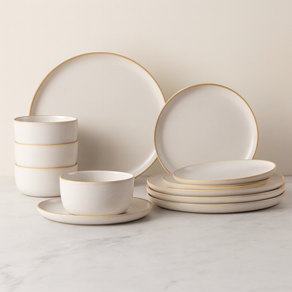 Handmade Reactive Glaze Dinnerware Set – Service for 4 (Plates & Bowls)