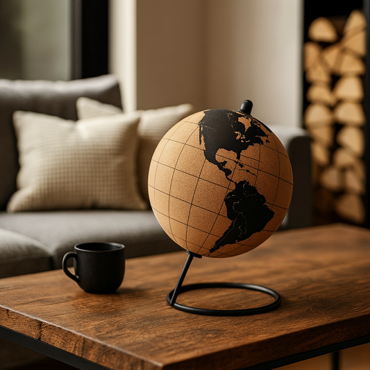 Cork World Globe with Stand – Message Board & Travel Pin Display