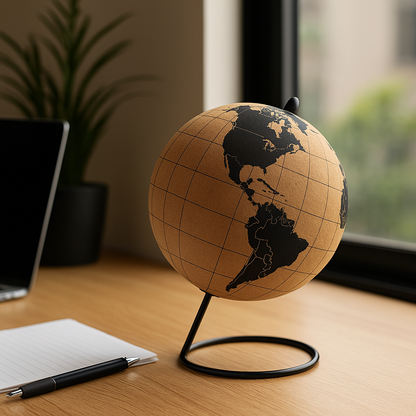 Cork World Globe with Stand – Message Board & Travel Pin Display