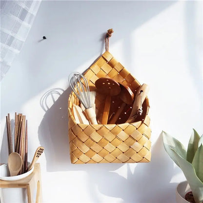 Natural Wicker Wall Storage Basket