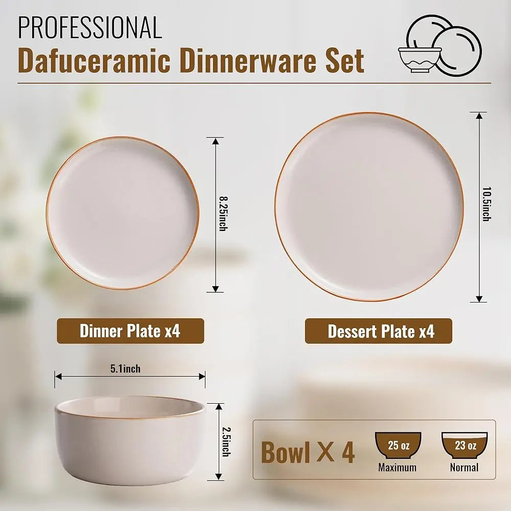 Handmade Reactive Glaze Dinnerware Set – Service for 4 (Plates & Bowls)