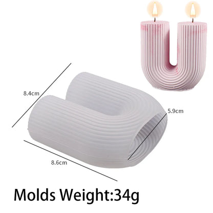 U-Shape Striped Arch Silicone Mold for Candle Making