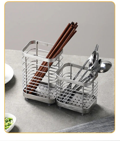 Porta-Talheres Suspenso em Aço Inox com Drenagem