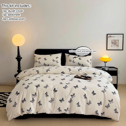 3-Piece 100% Cotton Butterfly Duvet Cover Set