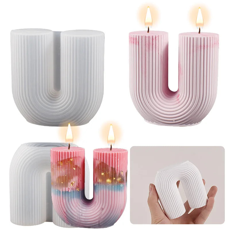 U-Shape Striped Arch Silicone Mold for Candle Making