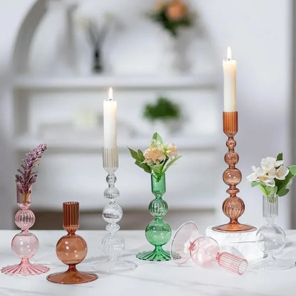 3-Piece Glass Candle & Flower Vase Set