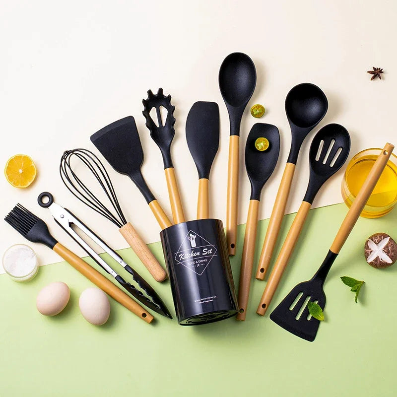 12-Piece Food-Grade Silicone Kitchen Utensils Set