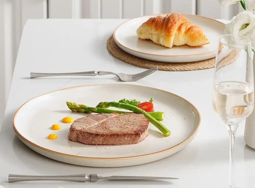 Reactive Glaze Dinnerware Set for 4 – Mocha White | 12-Piece Stoneware Collection