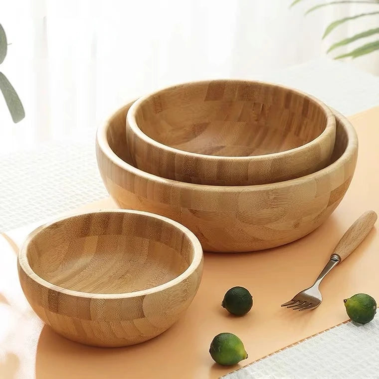 Japanese-Style Large Natural Bamboo Salad & Fruit Bowl
