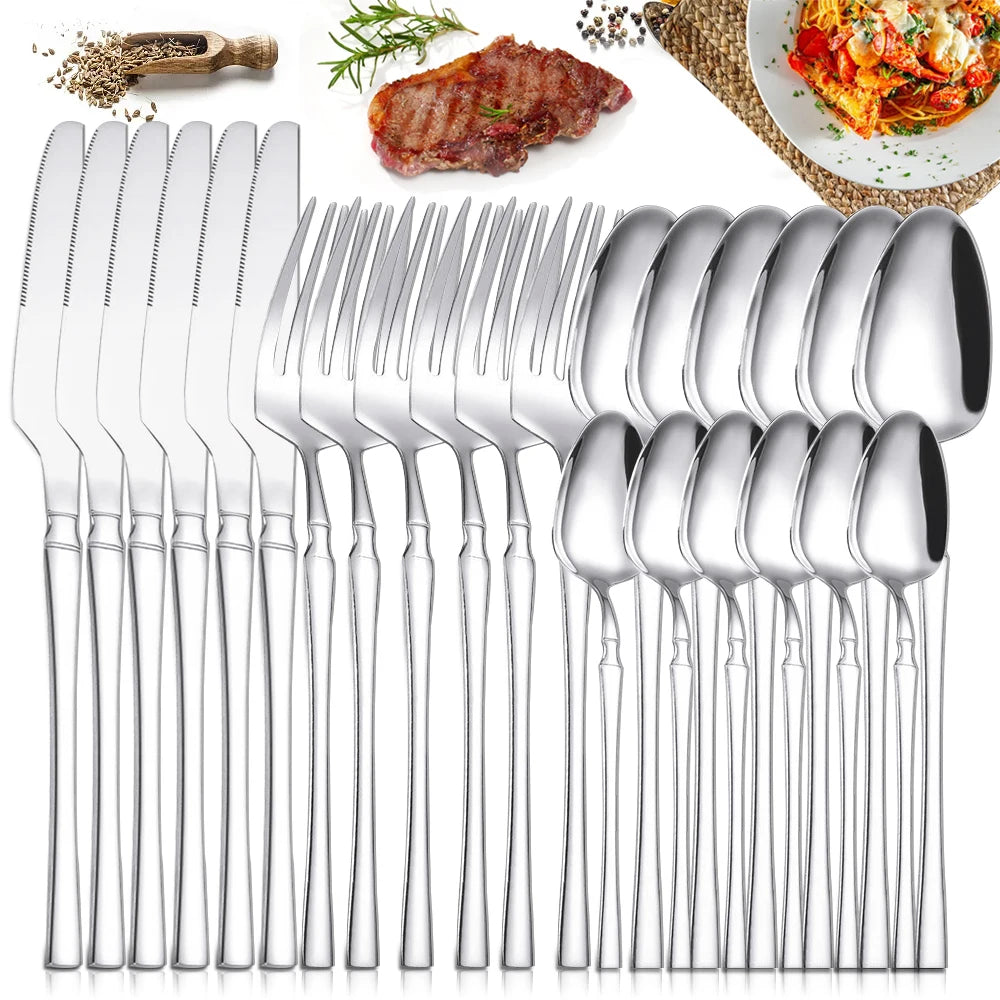 Classic Silver 24-Piece Stainless Steel Cutlery Set