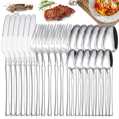 Classic Silver 24-Piece Stainless Steel Cutlery Set