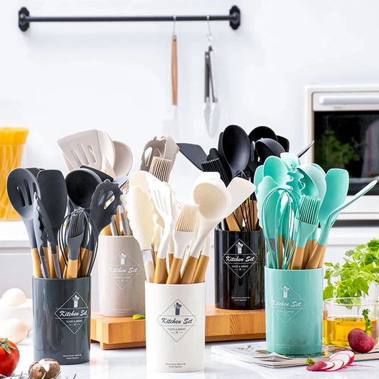 12-Piece Food-Grade Silicone Kitchen Utensils Set