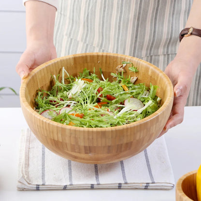 Japanese-Style Large Natural Bamboo Salad & Fruit Bowl