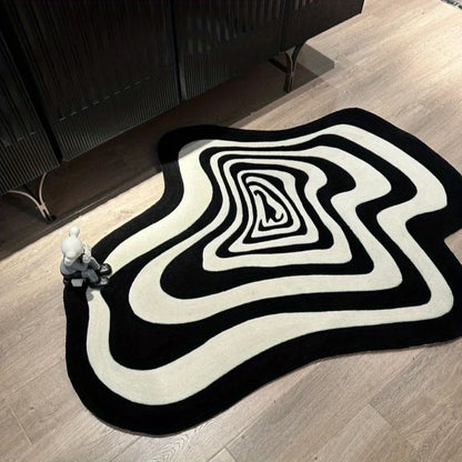 Modern Irregular Black & White Rug