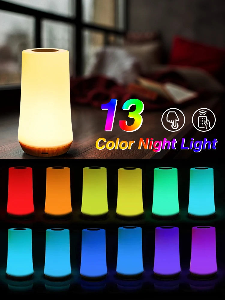 LED Night Light – 13 Color Changing, Touch & Remote Control