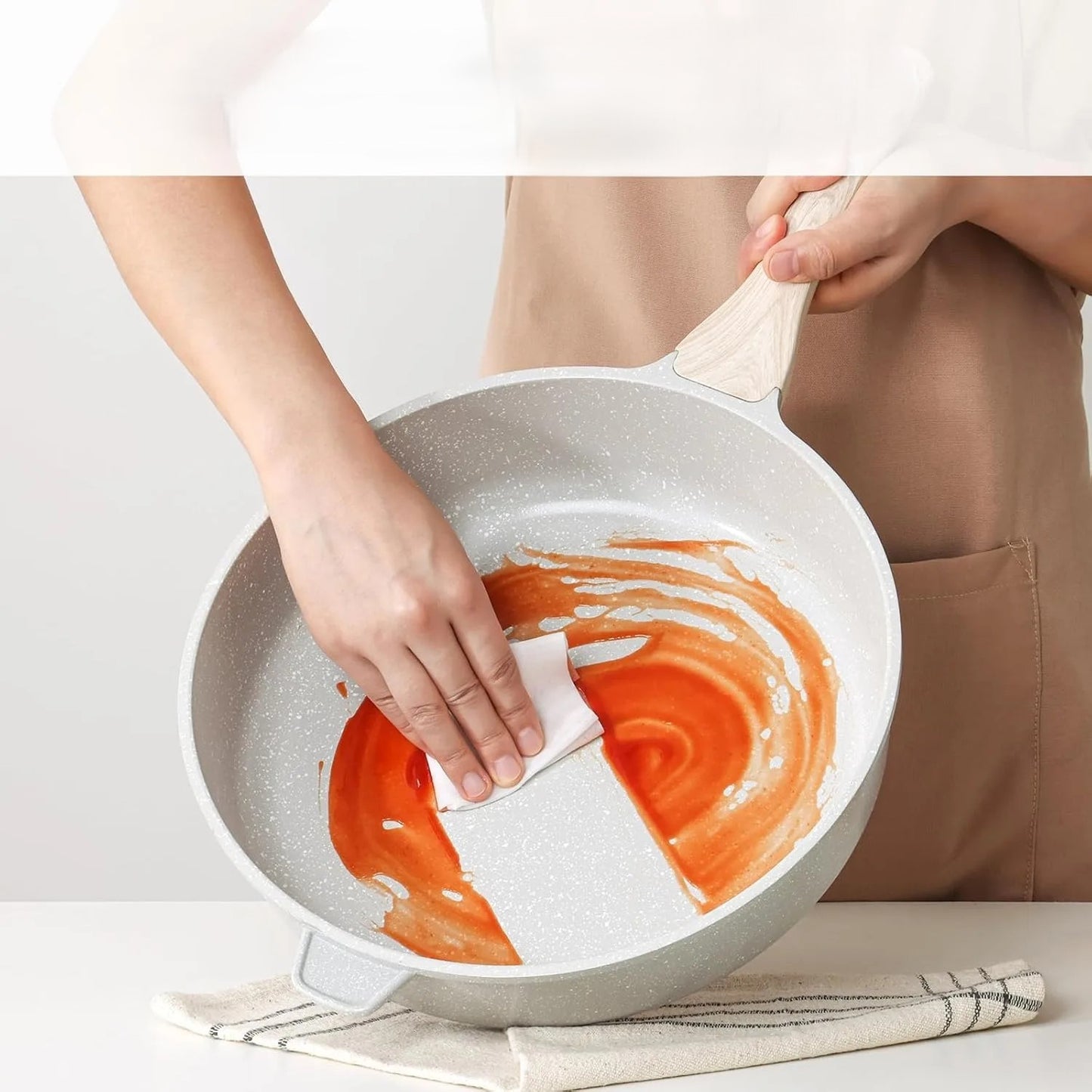 12” Ceramic Nonstick Deep Frying Pan with Lid – 4.7 L Healthy Jumbo Skillet