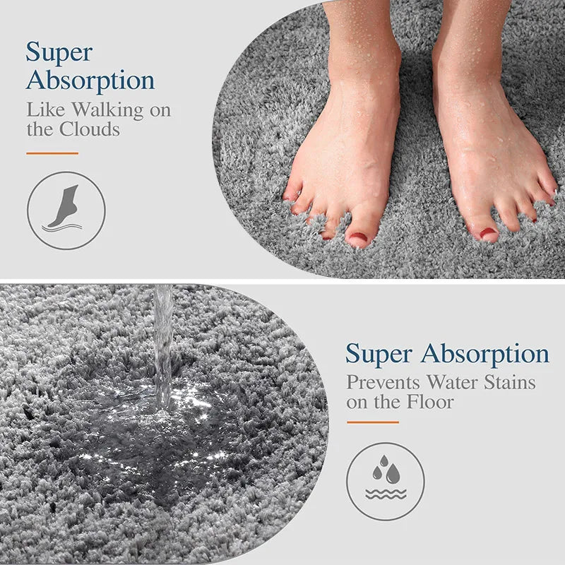 Plush Microfiber Non-Slip Bathroom Mat Set