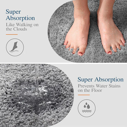 Plush Microfiber Non-Slip Bathroom Mat Set