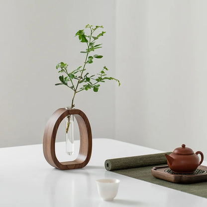 Solid Wood & Glass Mini Flower Vase