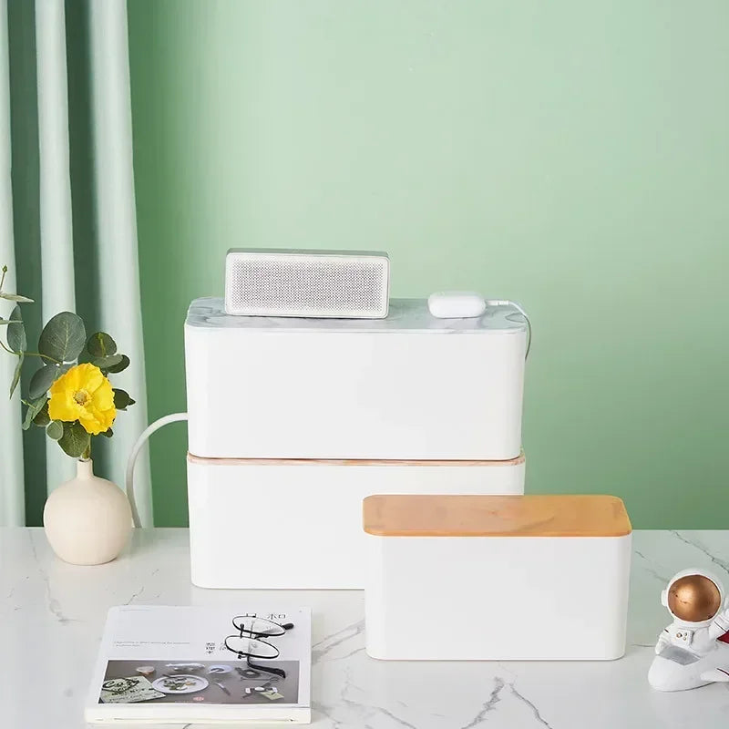 Nordic CableTidy™ Wooden Cable Storage Box – Stylish Cable Management for a Clutter-Free Home