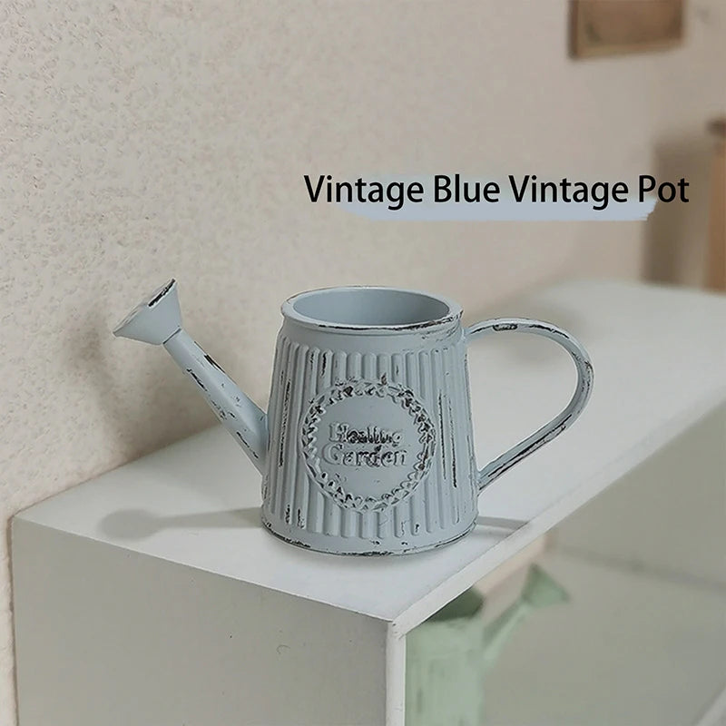 Retro Mini Coffee Pot Alloy Flower Vase