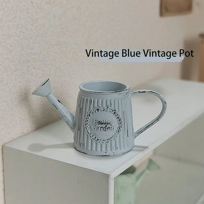 Retro Mini Coffee Pot Alloy Flower Vase