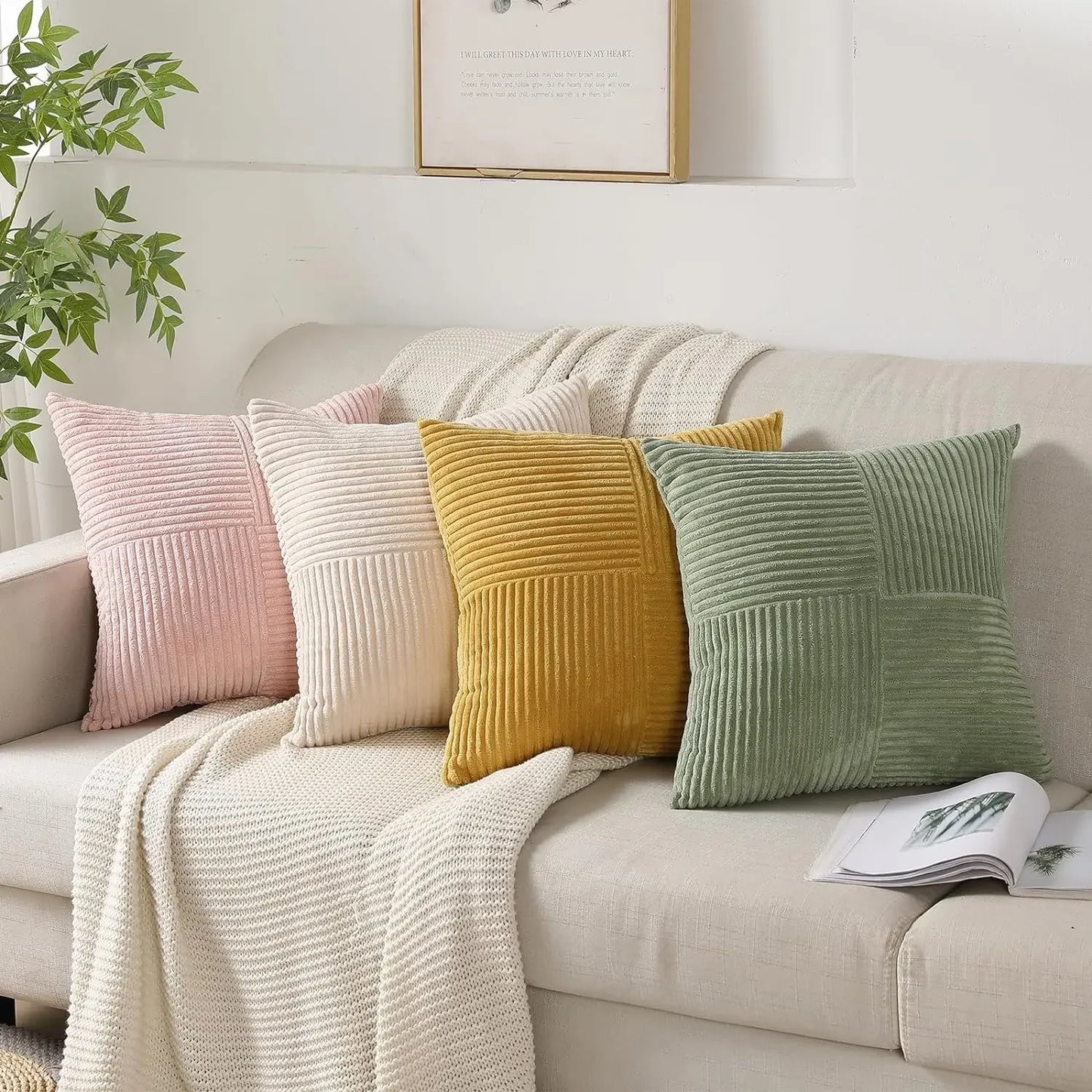 Corduroy Striped Cushion Cover Set (2 pcs)