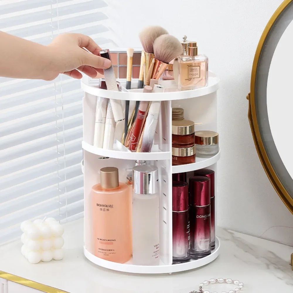 360° Rotating Acrylic Makeup & Skincare Organizer Carousel