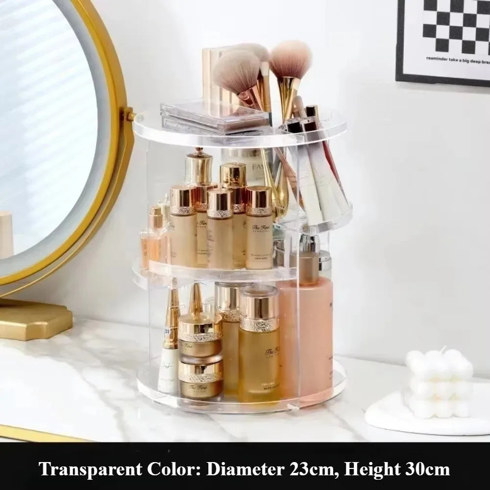 360° Rotating Acrylic Makeup & Skincare Organizer Carousel