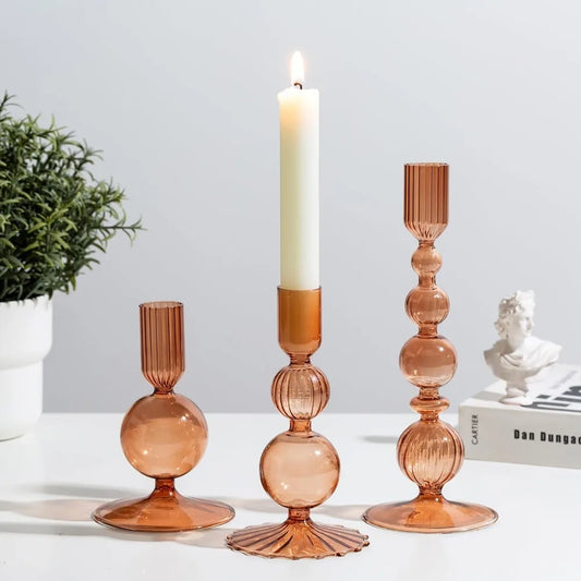 3-Piece Glass Candle & Flower Vase Set
