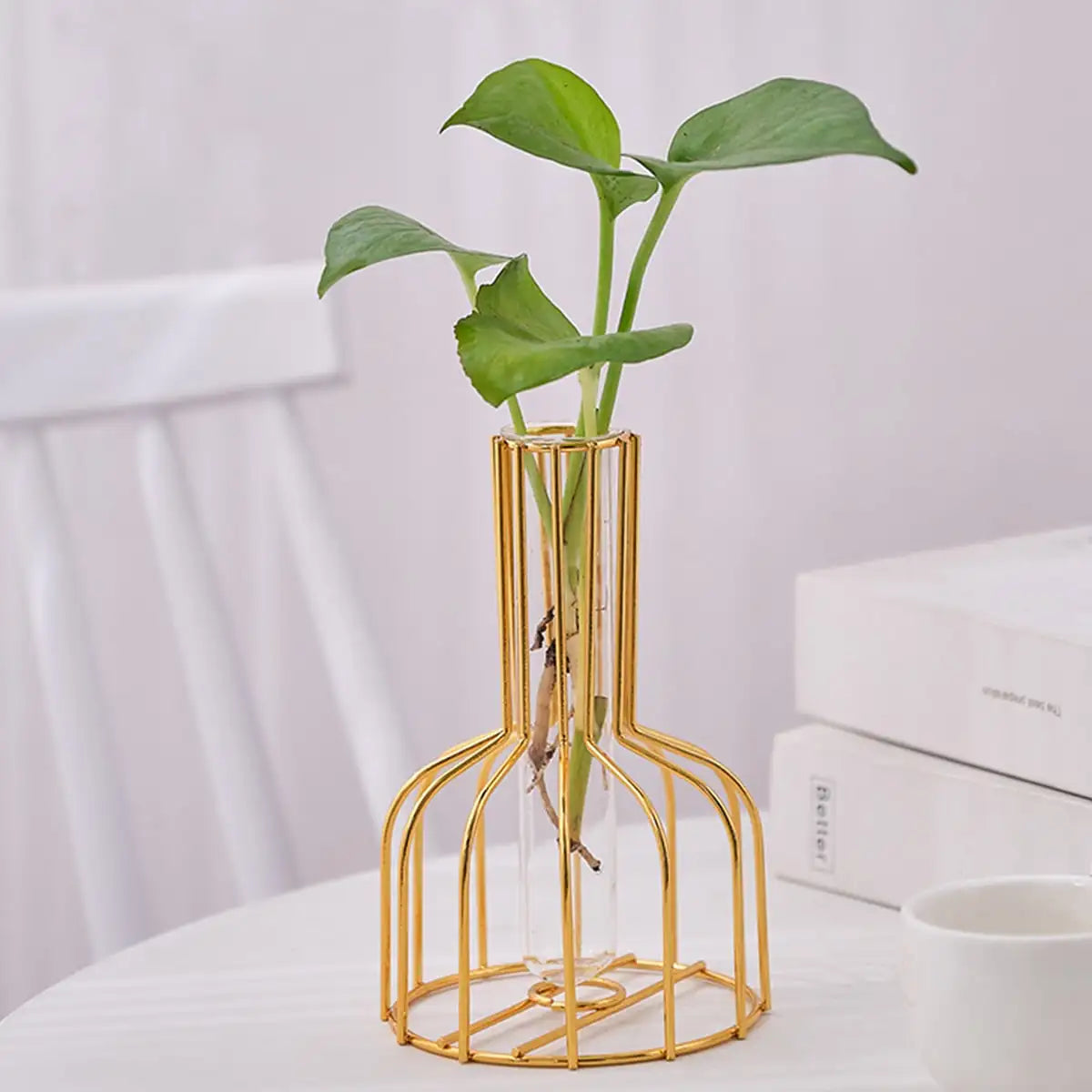 Gold Wrought Iron Test Tube Vase – Modern Decorative Hydroponic Container