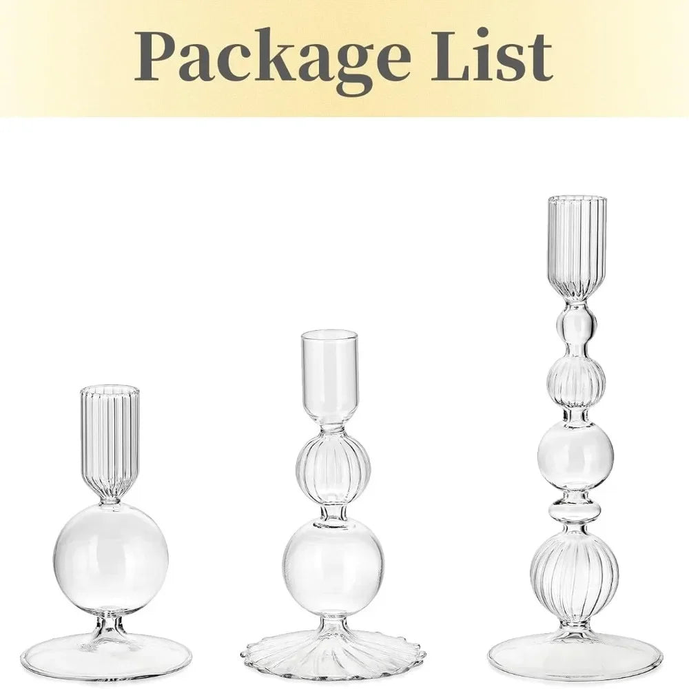 3-Piece Glass Candle & Flower Vase Set
