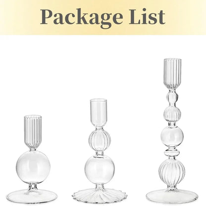 3-Piece Glass Candle & Flower Vase Set