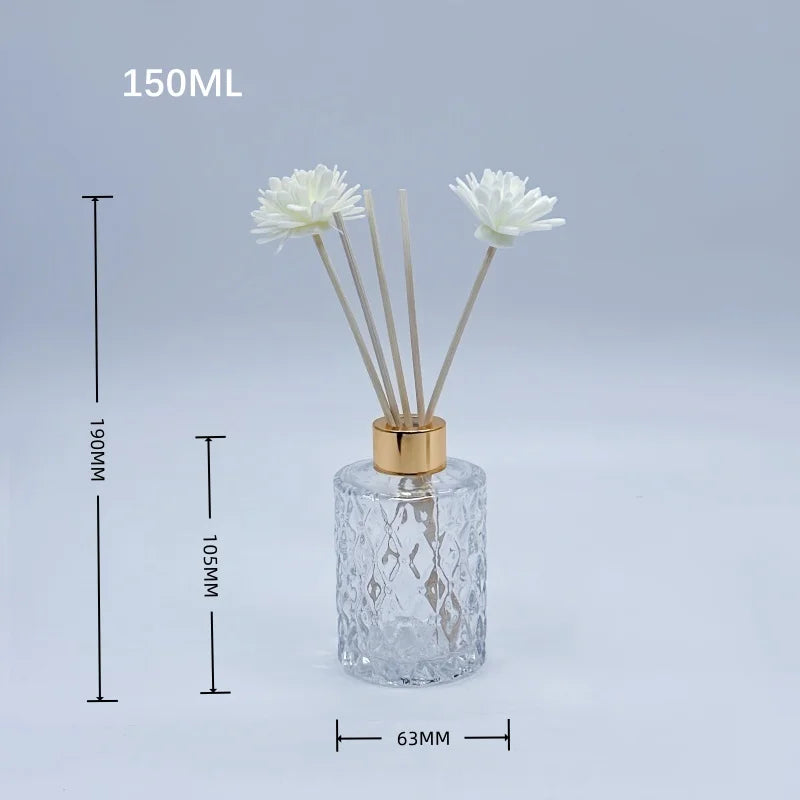 Set of 4 – 150 ml Clear Glass Rattan Aroma Diffuser Bottles