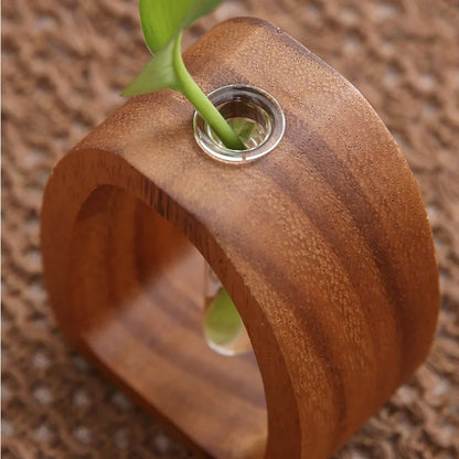 Solid Wood & Glass Mini Flower Vase