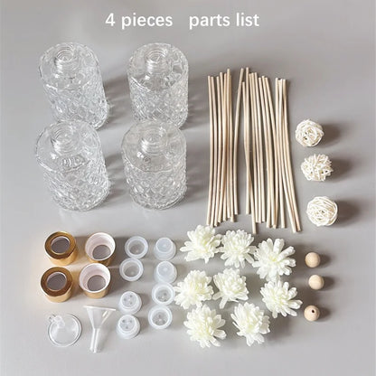 Set of 4 – 150 ml Clear Glass Rattan Aroma Diffuser Bottles