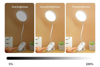 LED Clip Desk Lamp with USB Rechargeable & Touch Dimming