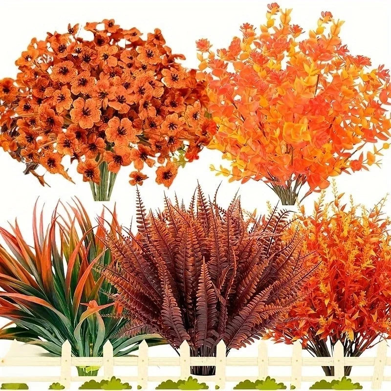 UV-Resistant Artificial Fall Flowers – 20PCS Set