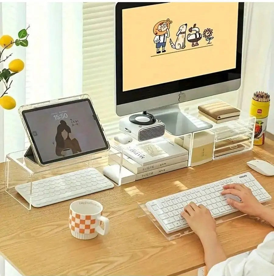 Transparent Acrylic Keyboard Riser – Ergonomic Angle for Comfortable Typing