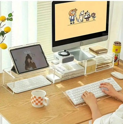 Transparent Acrylic Keyboard Riser – Ergonomic Angle for Comfortable Typing