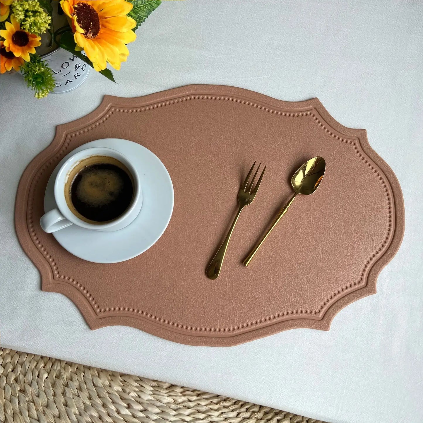 Faux Leather Oval Placemat Set
