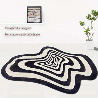 Modern Irregular Black & White Rug