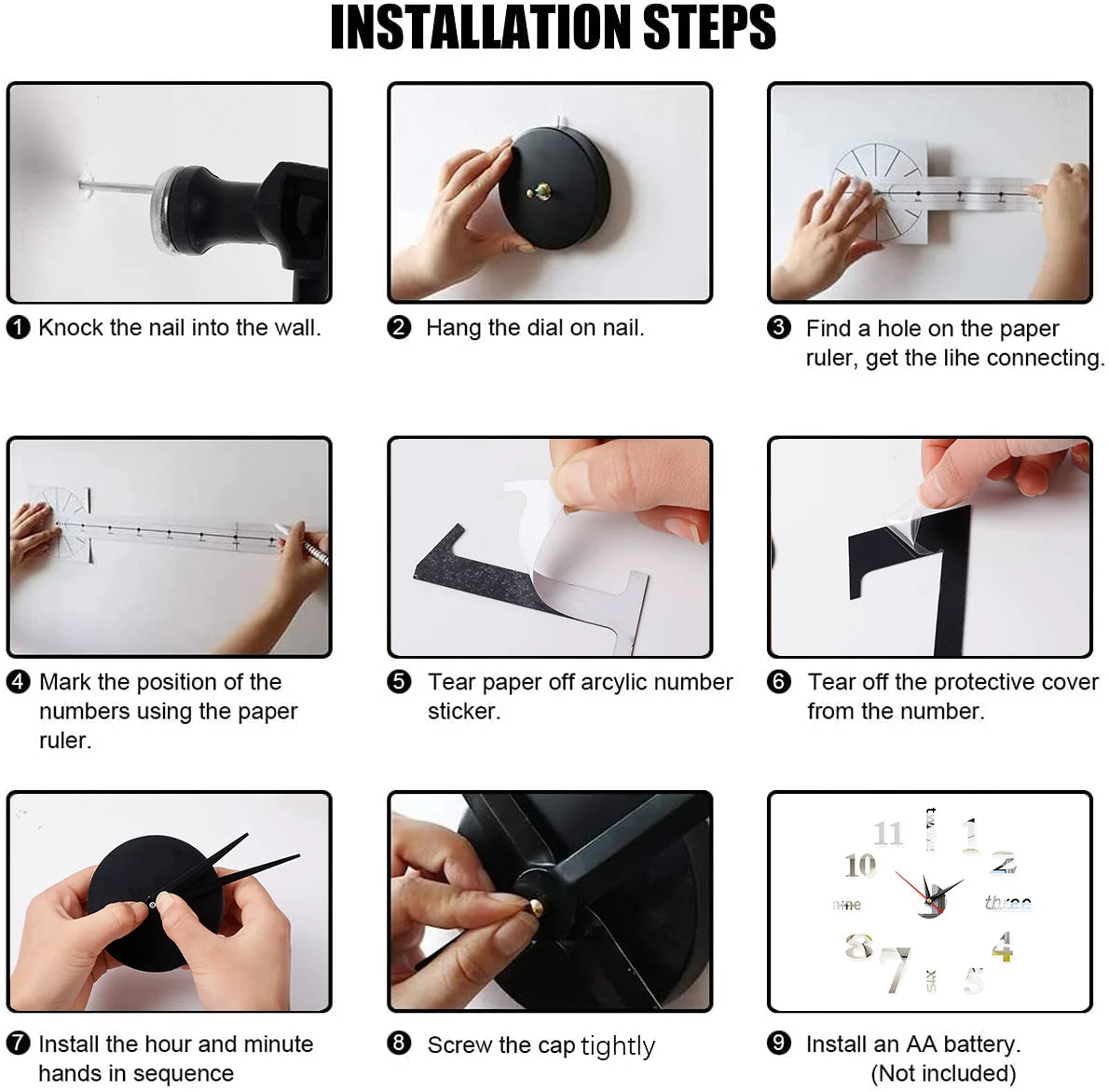 Modern 3D Mirror DIY Wall Clock