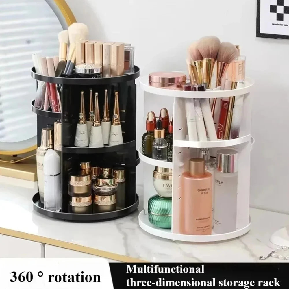 360° Rotating Acrylic Makeup & Skincare Organizer Carousel