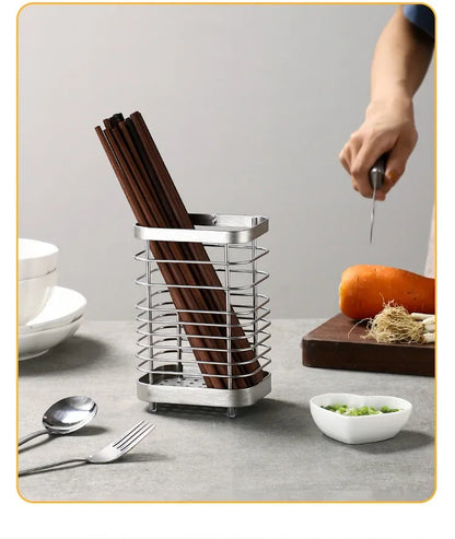 Porta-Talheres Suspenso em Aço Inox com Drenagem