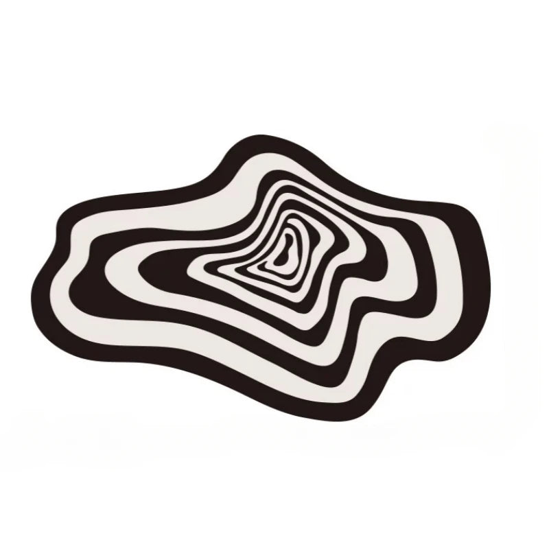 Modern Irregular Black & White Rug